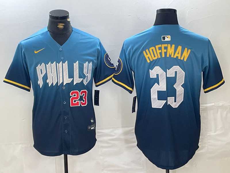 Mens Philadelphia Phillies #23 Jeff Hoffman Blue Number 2024 City Connect Limited Stitched Jersey->philadelphia phillies->MLB Jersey